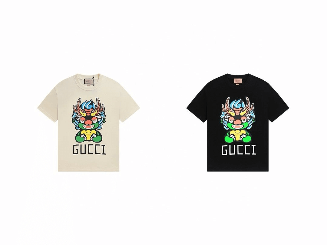 GUCCI Dragon Graphic T-Shirt Beige T-Shirts