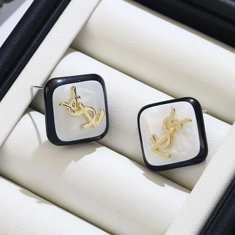 Yves Saint Laurent Earrings Black and White Jewelry