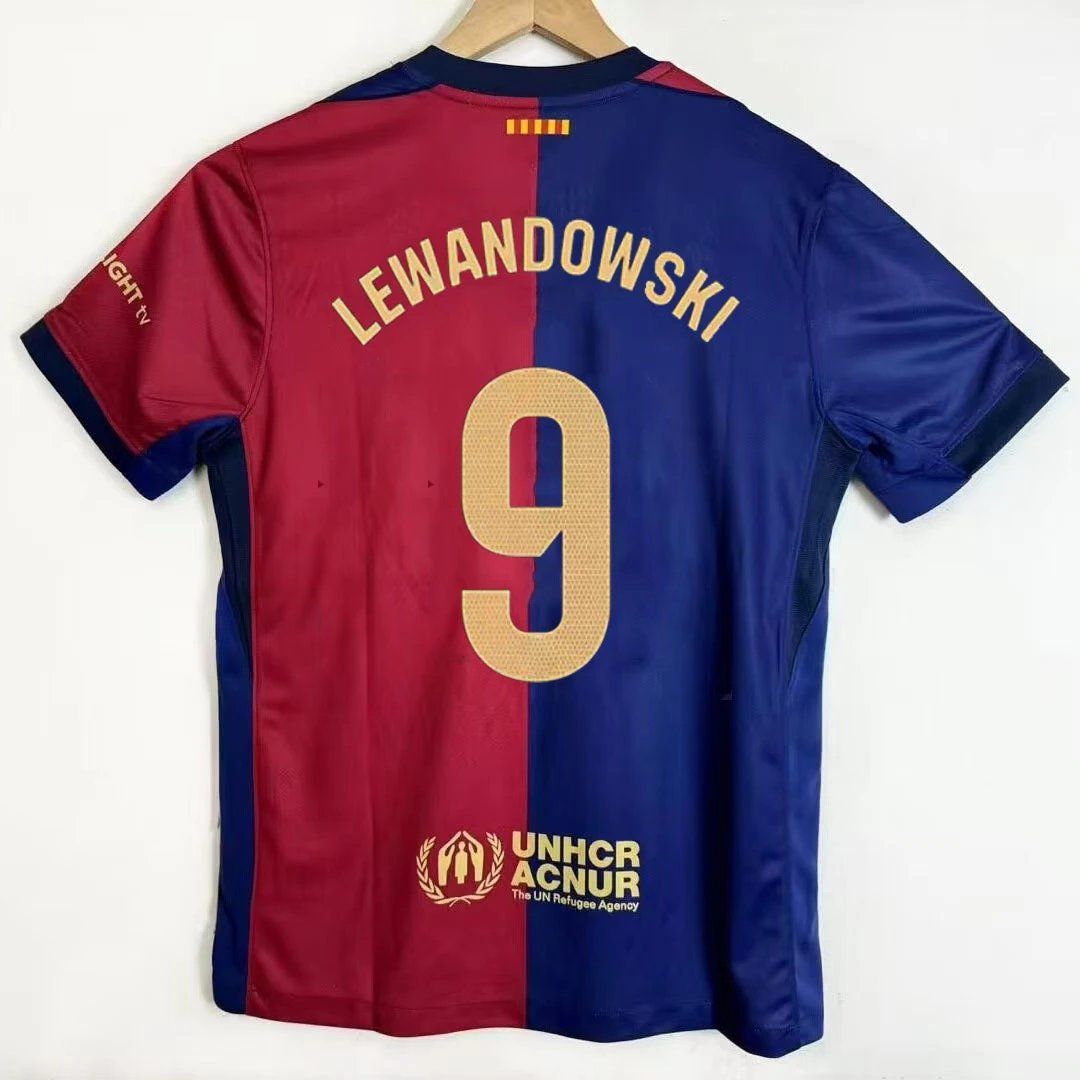 FC Barcelona Robert Lewandowski #9 Home Jersey 2023/24 Red and Blue