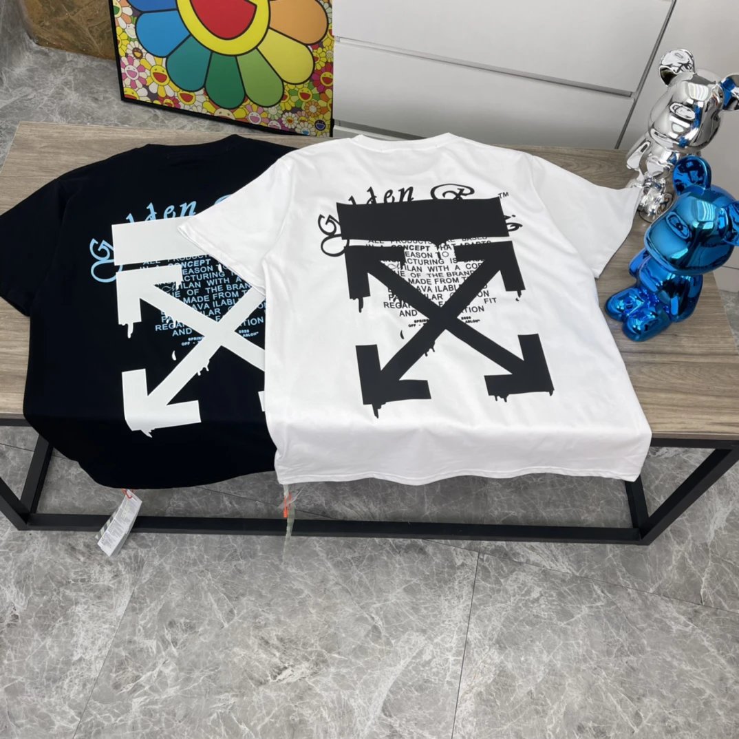 Off-White 2020ss Sketch Ink-Dripping Arrow Logo Round Neck Short Sleeve T-Shirt