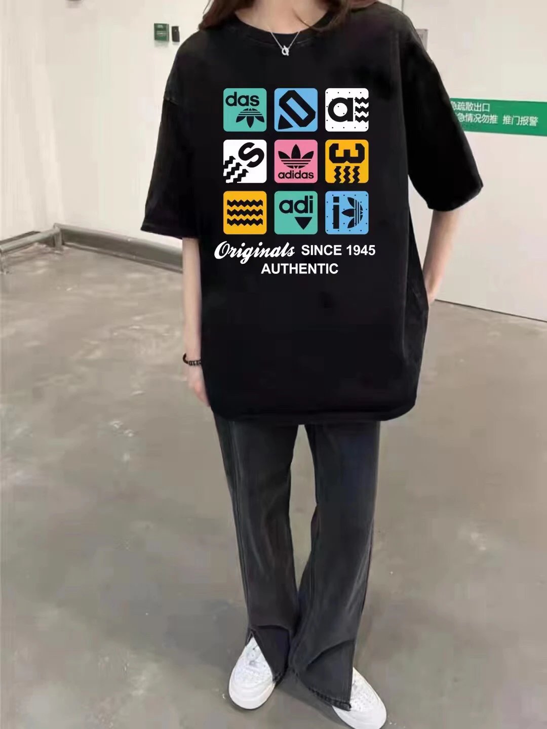 adidas originals authentic black T-Shirt