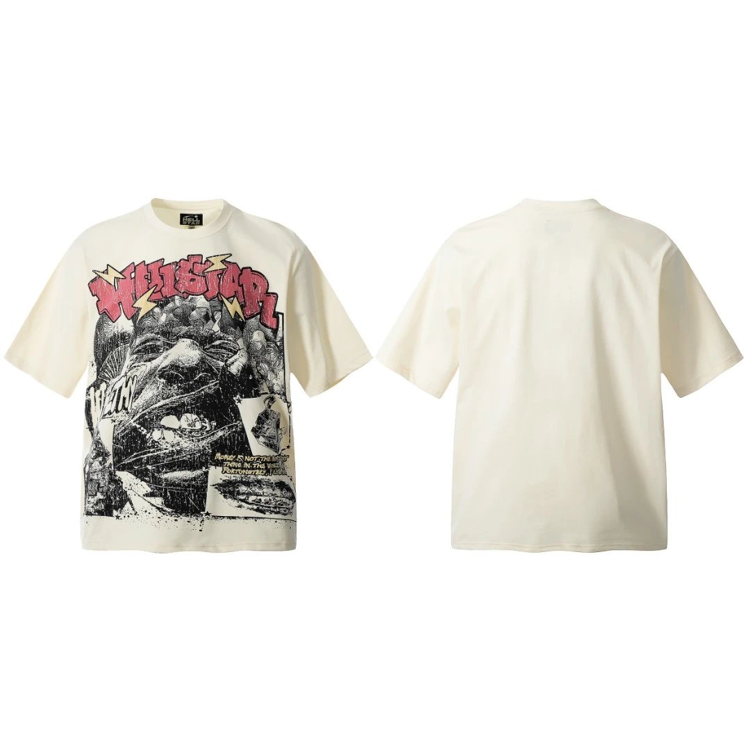 WEINSTAR Cream/Off-white Short-sleeve T-shirt with 'WEINSTAR' Graphic Print