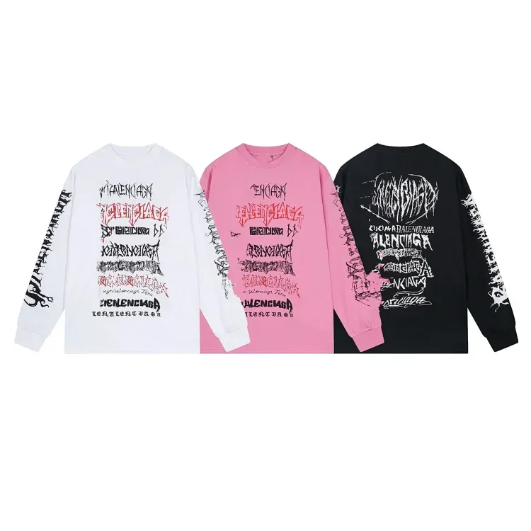 Balenciaga Long Sleeve T-Shirt White, Pink, Black T-Shirts