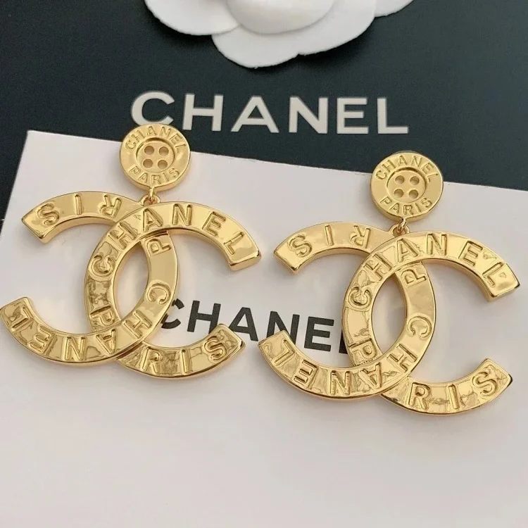Chanel CC Logo Earrings Gold Jewelry