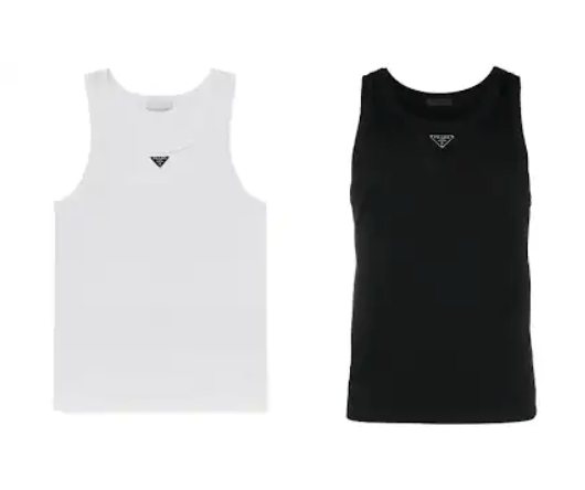 Prada Tank Top White Black T-Shirts