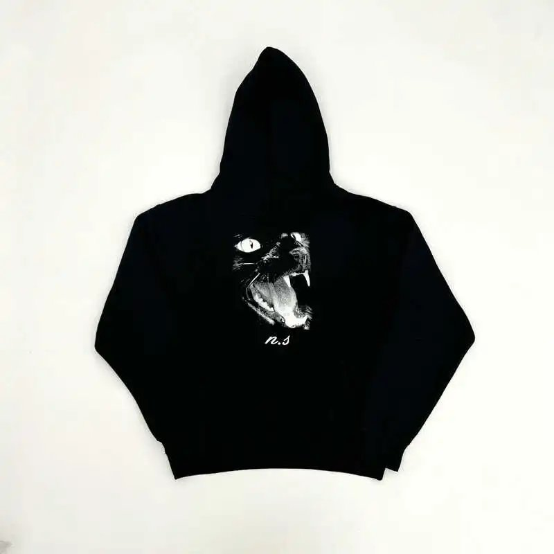 n.s Panther Print Hoodie Black Hoodies