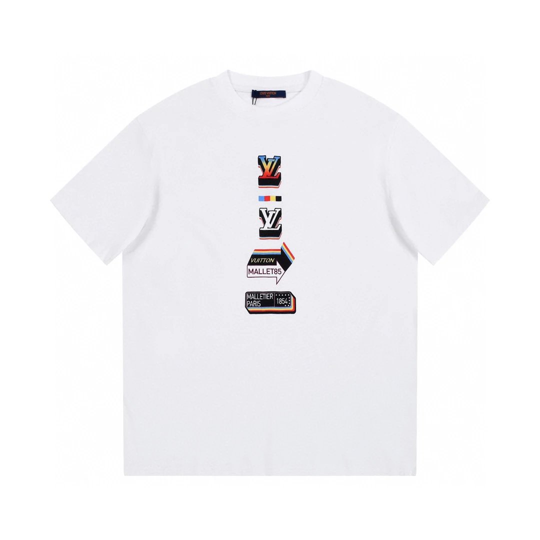 Louis Vuitton 1854 Printed White T-shirt with 'LV' and 'MALLETS' Graphics