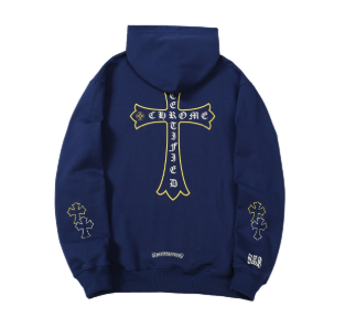 Chrome Hearts Certified Cross Logo Hoodie Blue Hoodies