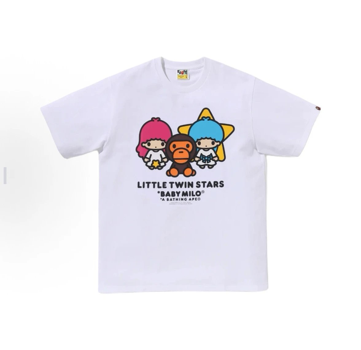 BAPE x Little Twin Stars Baby Milo White Graphic Men's Tee for FW24