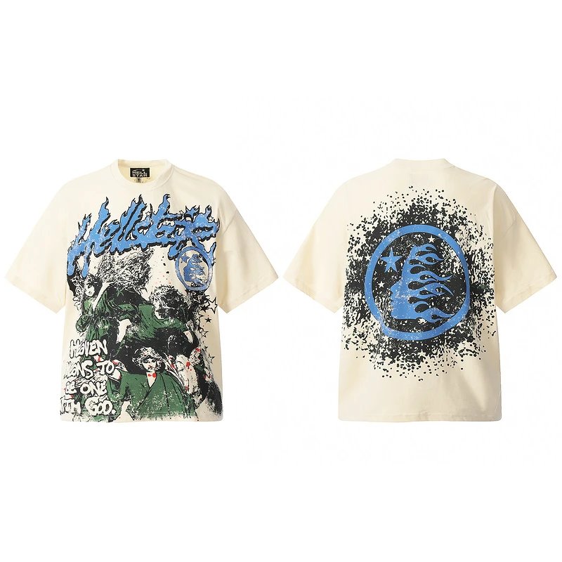 Hellstar Wholesale Luxury Mens Designer Vintage Band T Shirts Hip Hop Style Short Sleeves Tennis Club Style