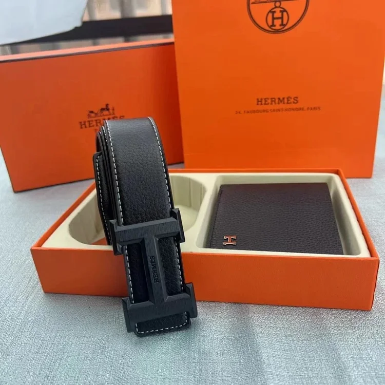 Hermes Belt & Wallet Set Black Mise