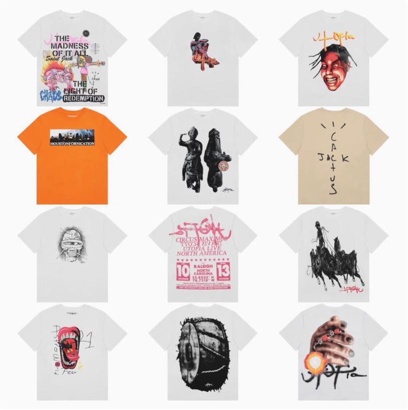 Unisex Travis Scott American-style short sleeve T-shirts, couple 款，new album patterns, spring/summer