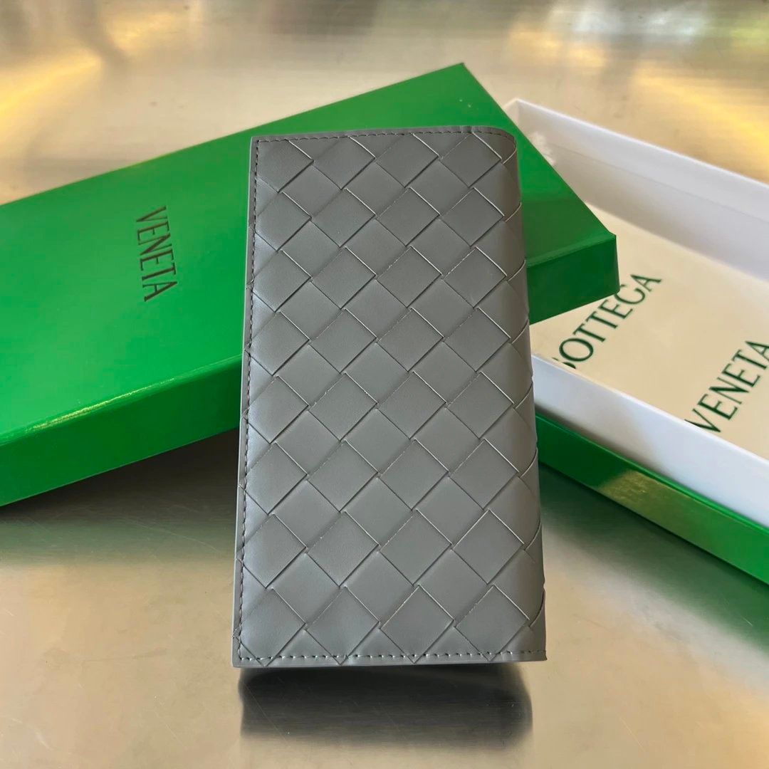 Bottega Veneta Woven Leather Long Wallet Grey Mise
