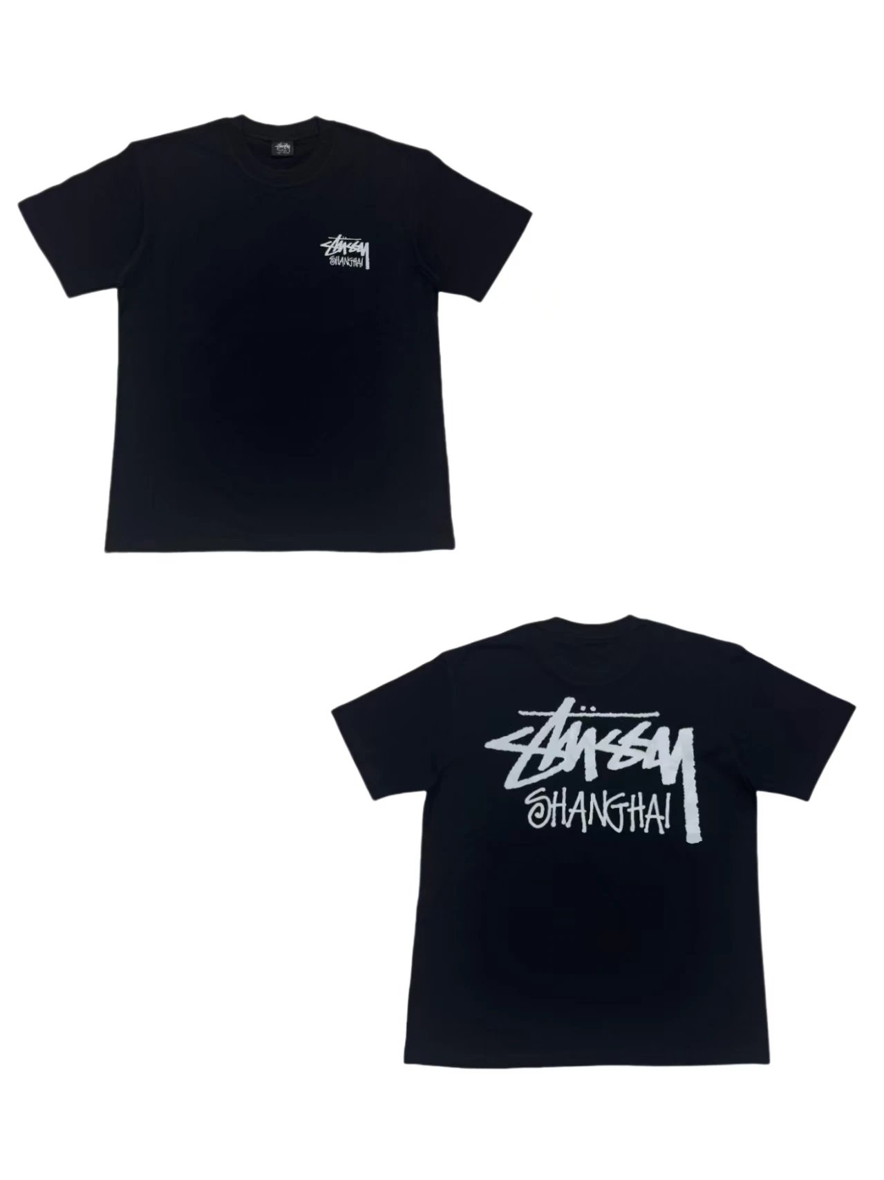 Stussy Exclusive Shanghai tee in Black/White, City Series limited letter pattern print, New with tag