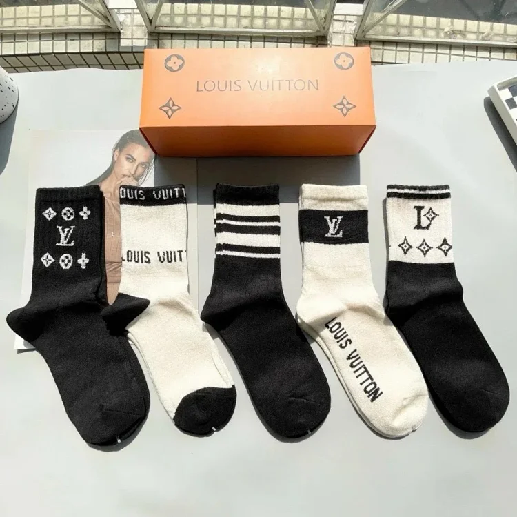 Louis Vuitton Socks Black and White Mise