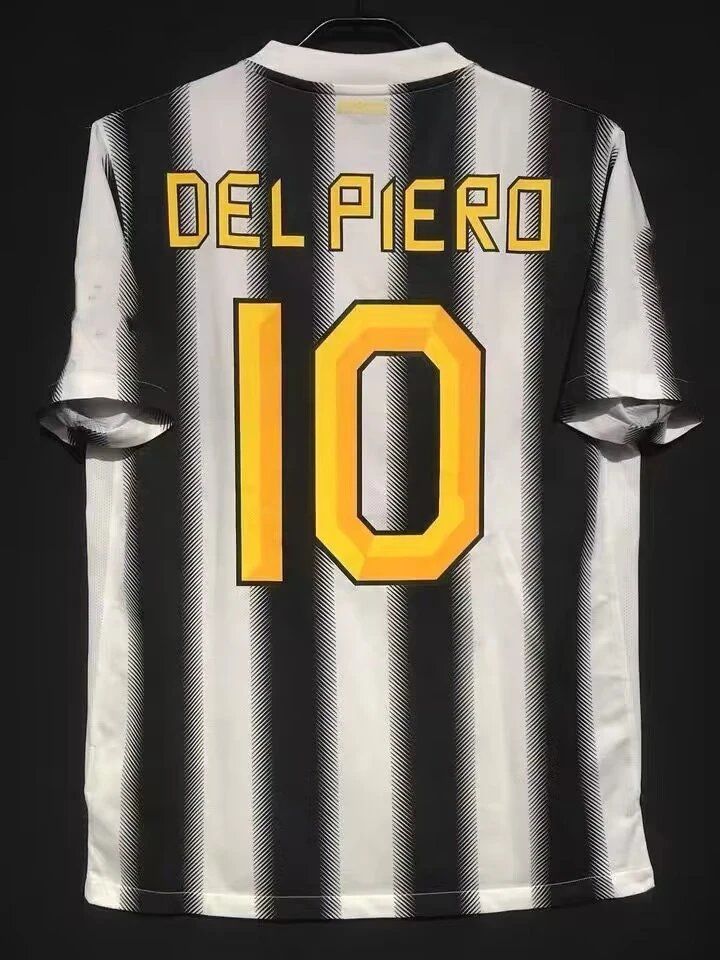 Juventus Del Piero #10 Retro Jersey Black and White