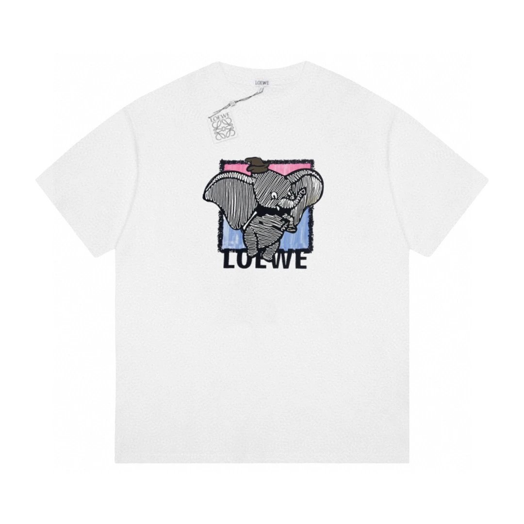Dumbo T-shirt Unisex (Size: S), 2024SS New, Color-Block Logo, Elephant Print by Loewe