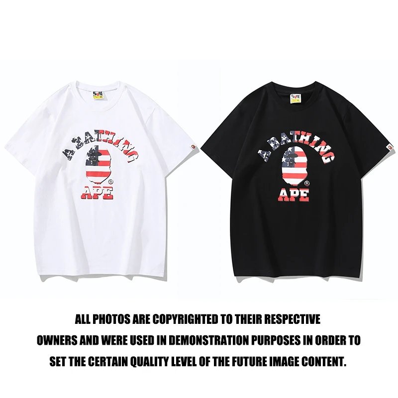 BAPE Black USA Flag College Tee for Men FW22