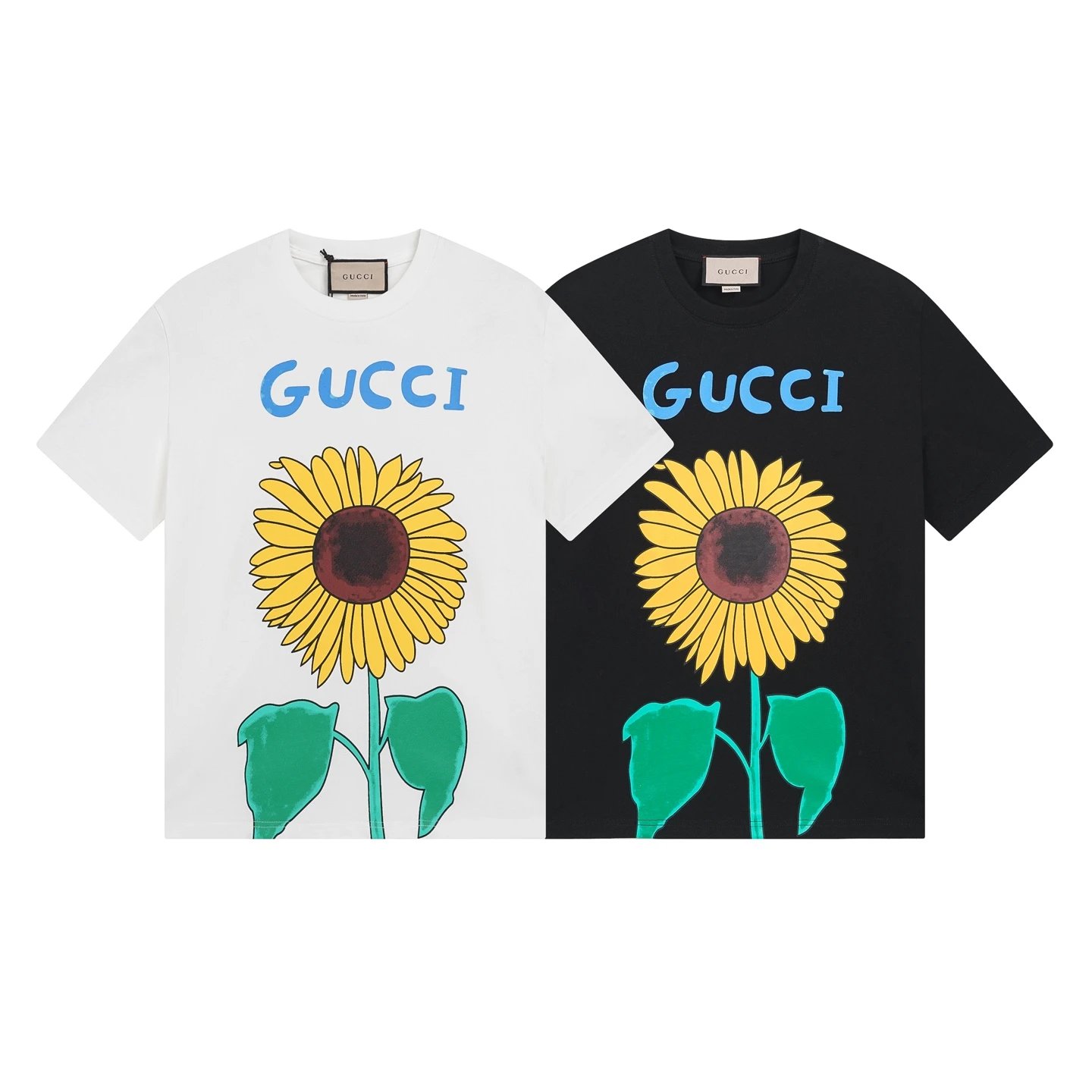 gucci sunflower print t-shirt – white/black t-shirts