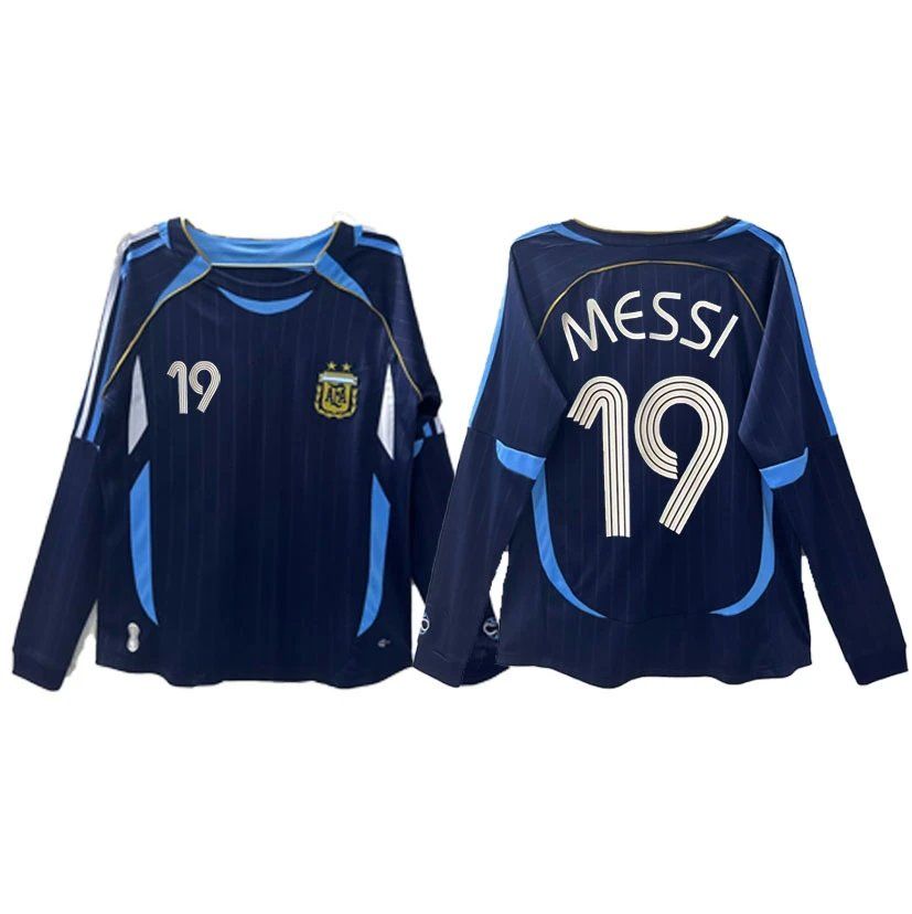 Argentina National Team Lionel Messi #19 Long Sleeve Jersey – Navy Blue