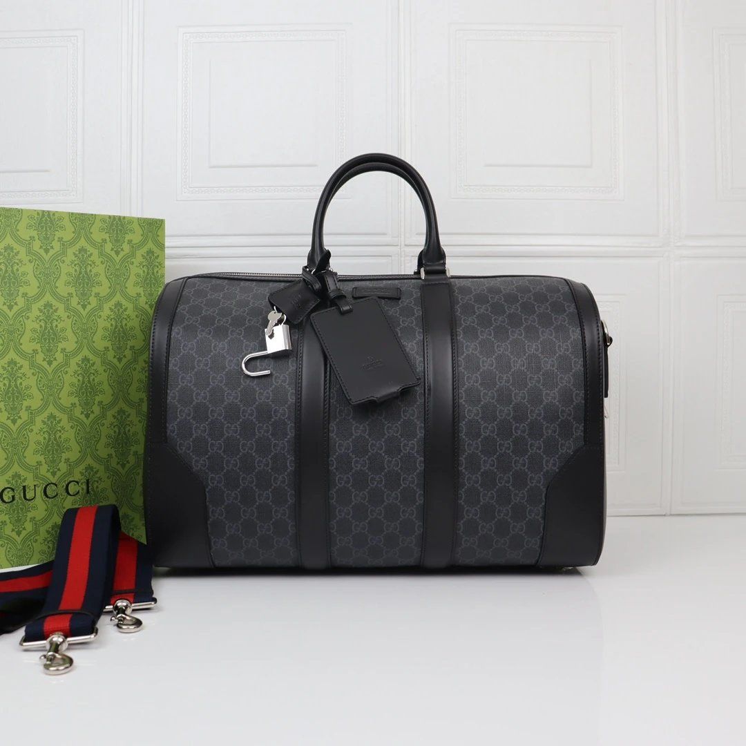 Gucci GG Supreme Duffle Bag Black/Gray Mise