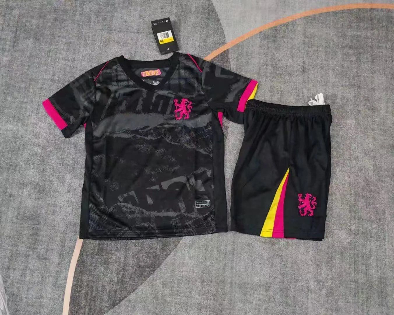Football Jersey and Shorts Set – Black/Pink/Yellow