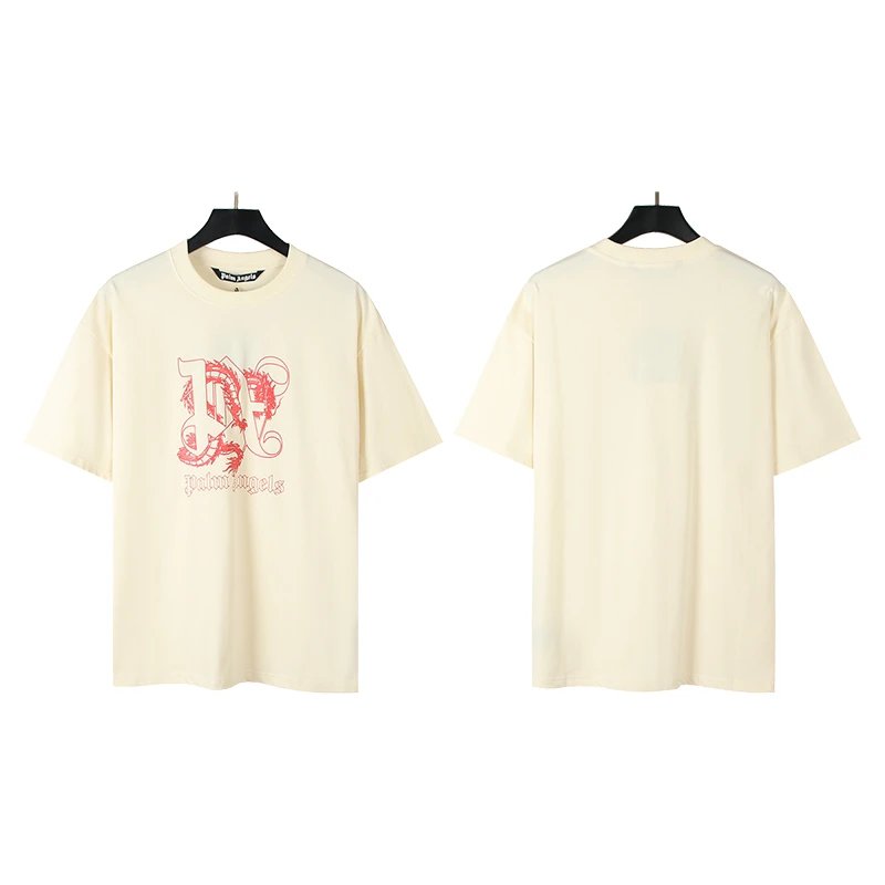 palm angels dragon print t-shirt beige