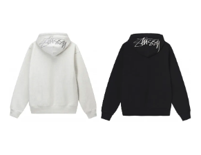 Stüssy Signature Hoodie White/Black Hoodie