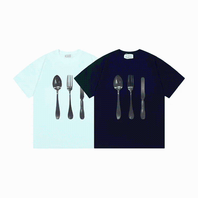Aesthetic Objects: Minimalist Cutlery Design on White apparel