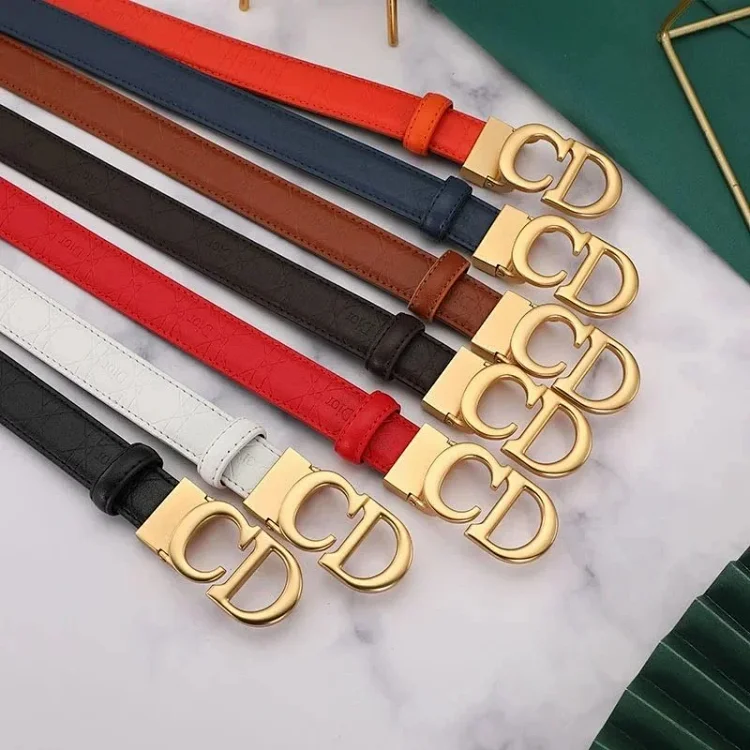 Dior Leather Belt – Black, White, Red, Brown, Navy – Mise