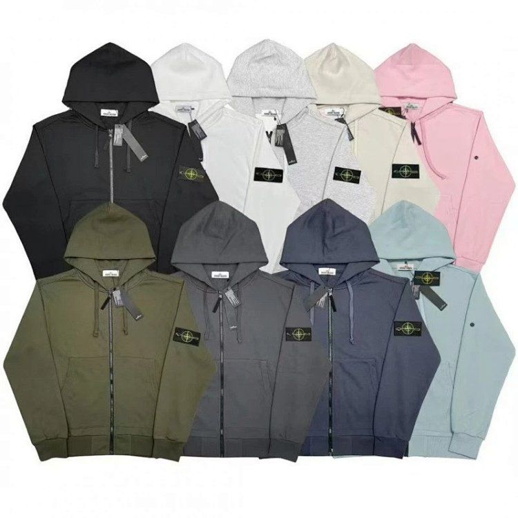 Stone Island Hooded Zip-Up Sweatshirt – Choose from 8 Colour Variations