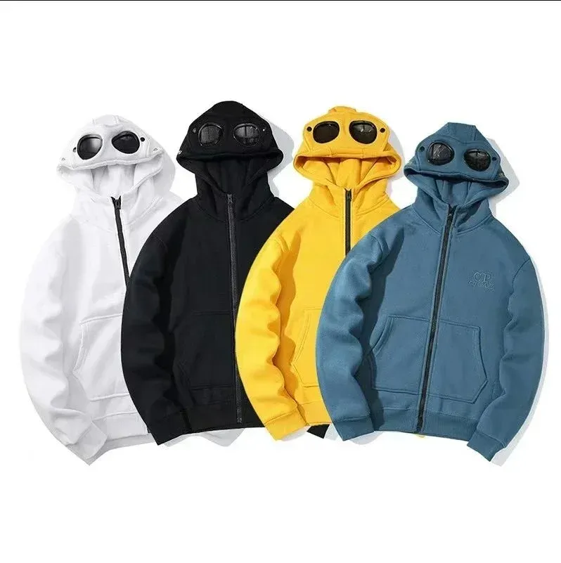 CP Company Goggle Hooded Jacket White Black Yellow Blue Hoodies