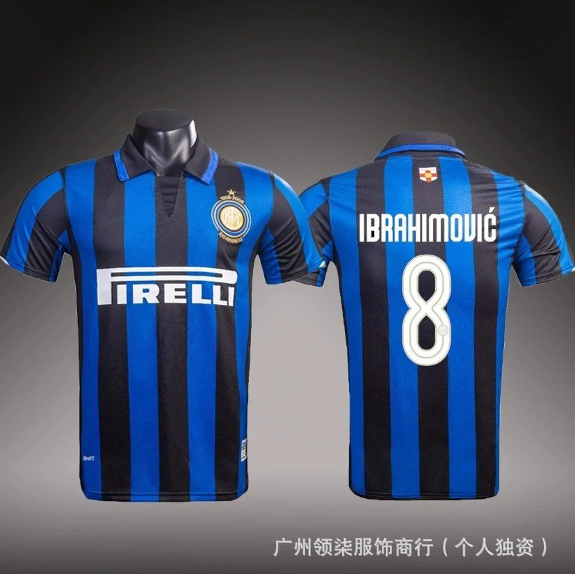 Inter Milan Ibrahimović Football Jersey Black and Blue