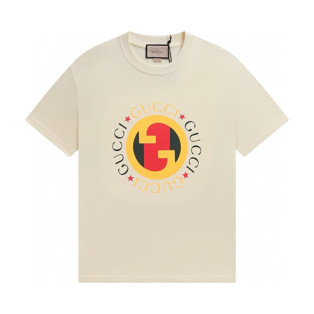 gucci logo print t-shirt beige t-shirts