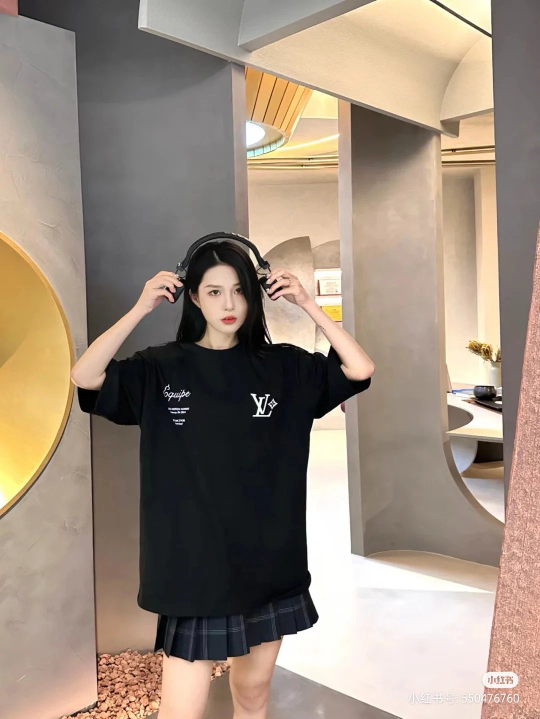 Louis Vuitton Flocked T-shirts with LV and staff letter print, new from Pharrell