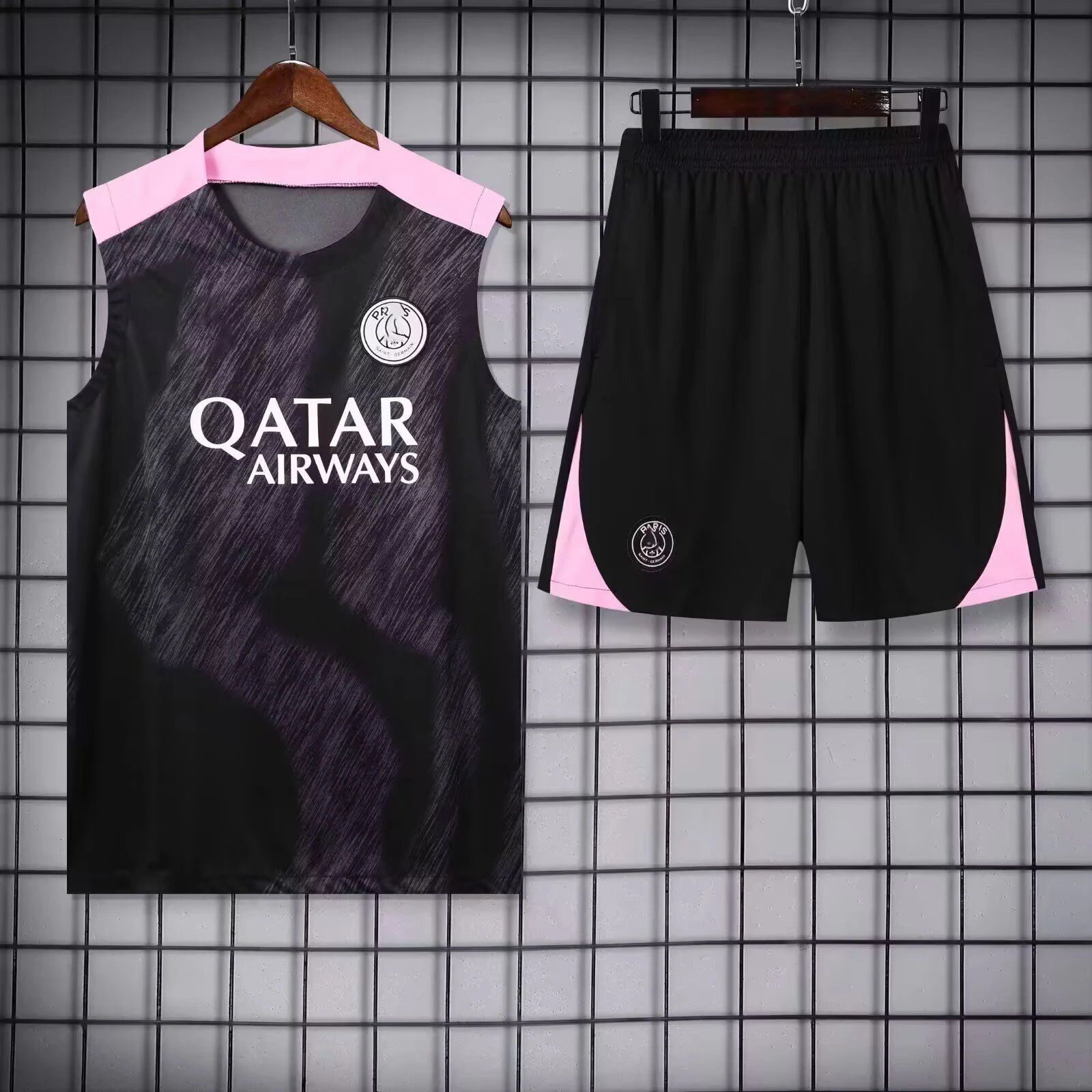 Paris Saint-Germain (PSG) Sleeveless Training Set Black Pink
