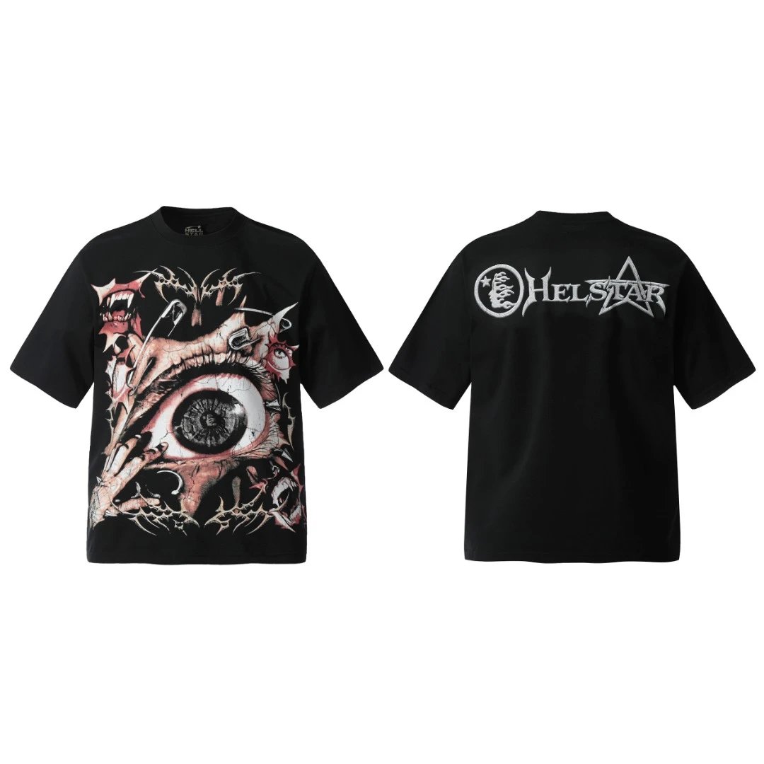 Hellstar shirt, new size M, condition 10/10, black with front eye graphic and back logo