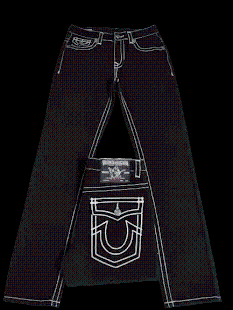 True Religion Men's Black Straight-Leg Denim Jeans