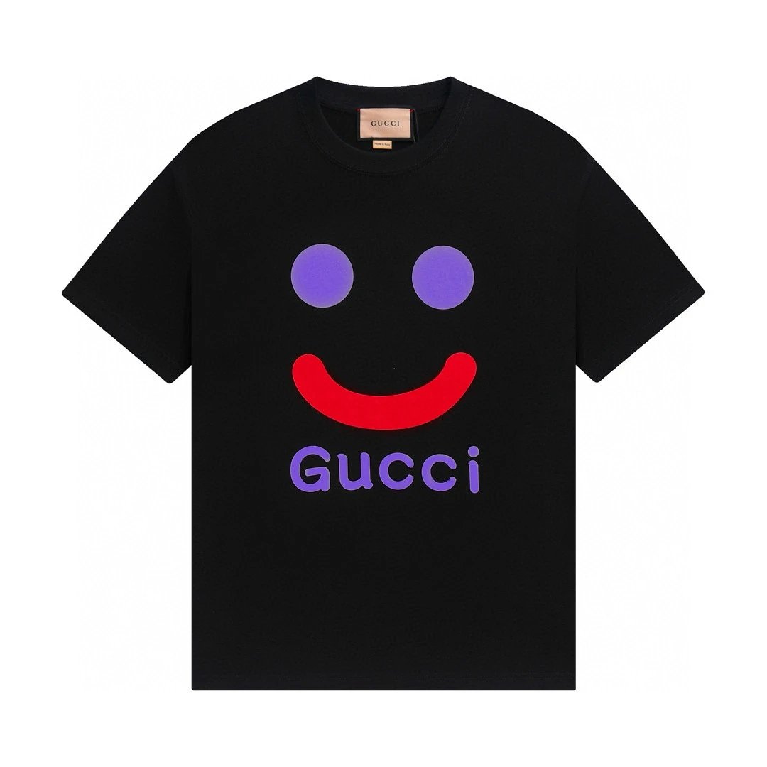 gucci smile face t-shirt black t-shirts