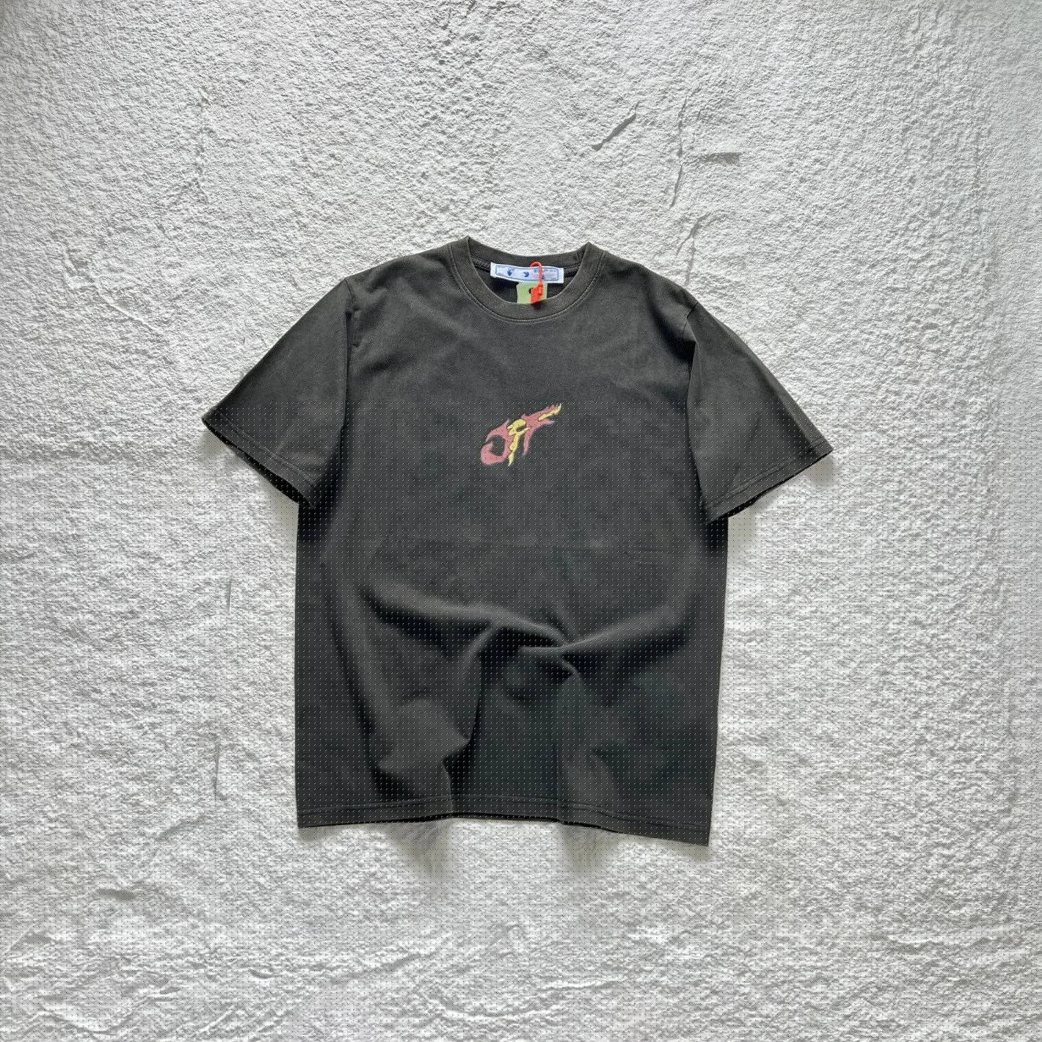 Off-White 2023-2024 Gray/Black Dragon/Firestarter/Lunar New Year skate Baby Tee with chest graphic