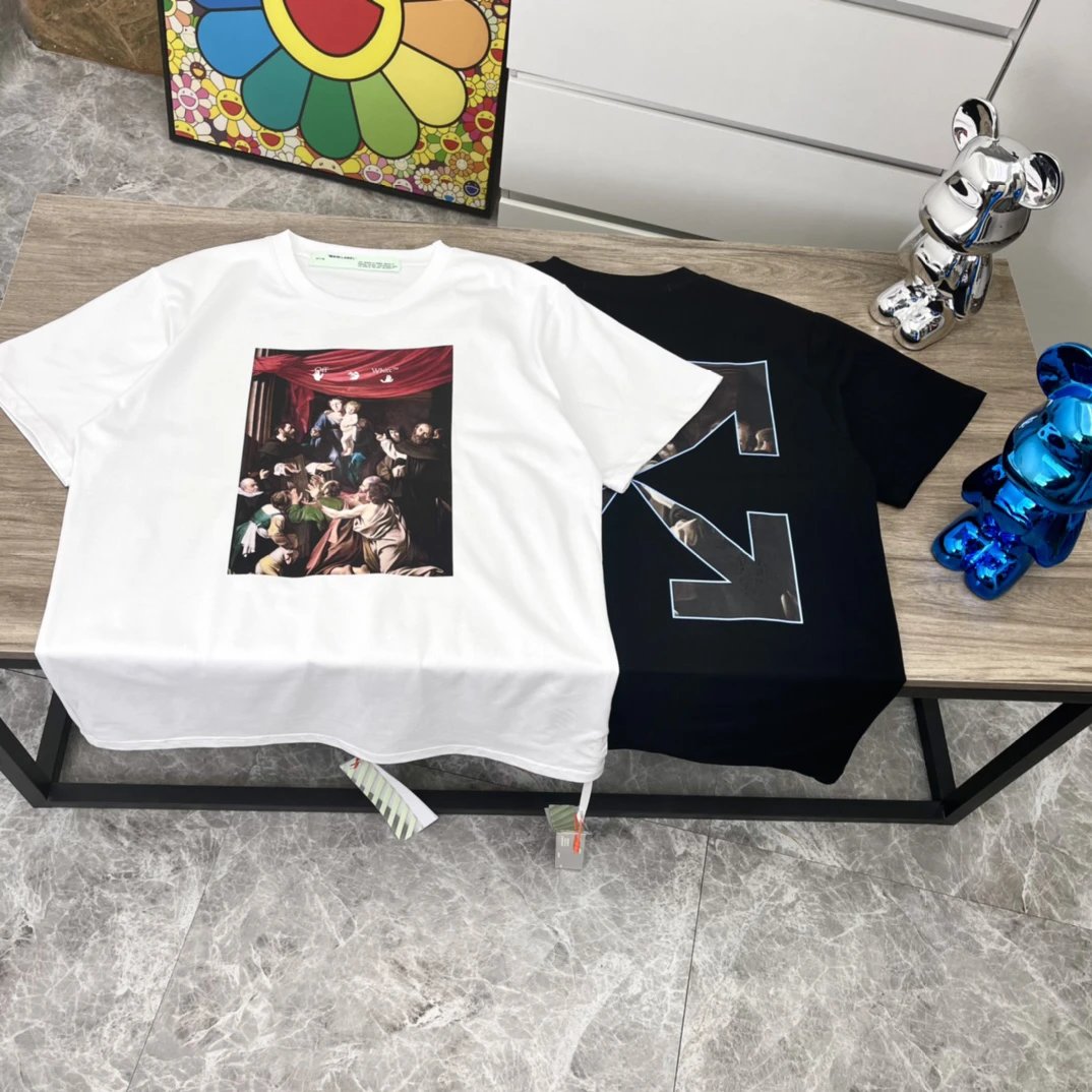 OFF-WHITE Caravaggio Painting Oversized Tee in White/Black for Men, FW20/SS21
