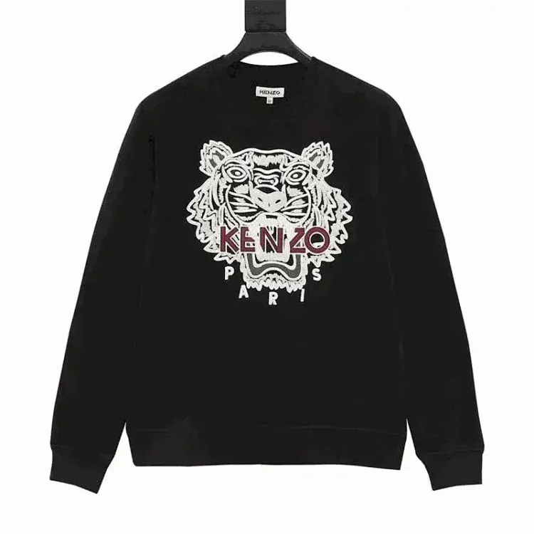 Kenzo Tiger Embroidered Sweatshirt Black Hoodies