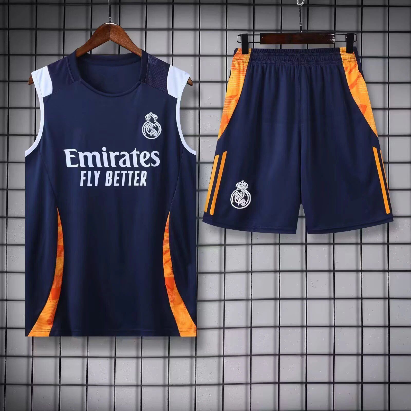 Real Madrid Training Sleeveless Jersey and Shorts Set Navy