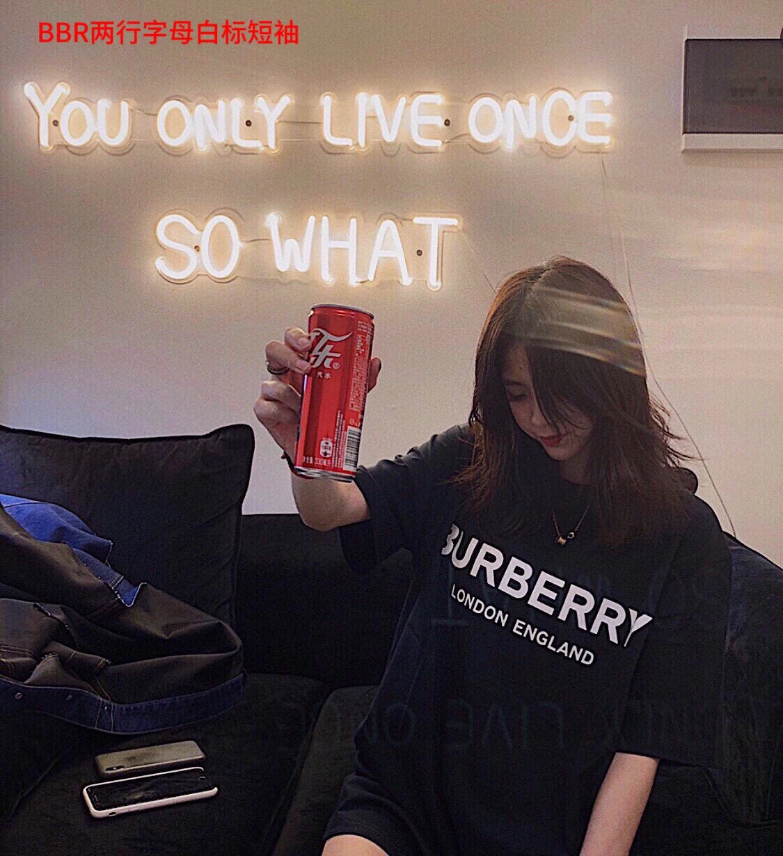 burberry bbr两行字母白标短袖 black T-Shirt