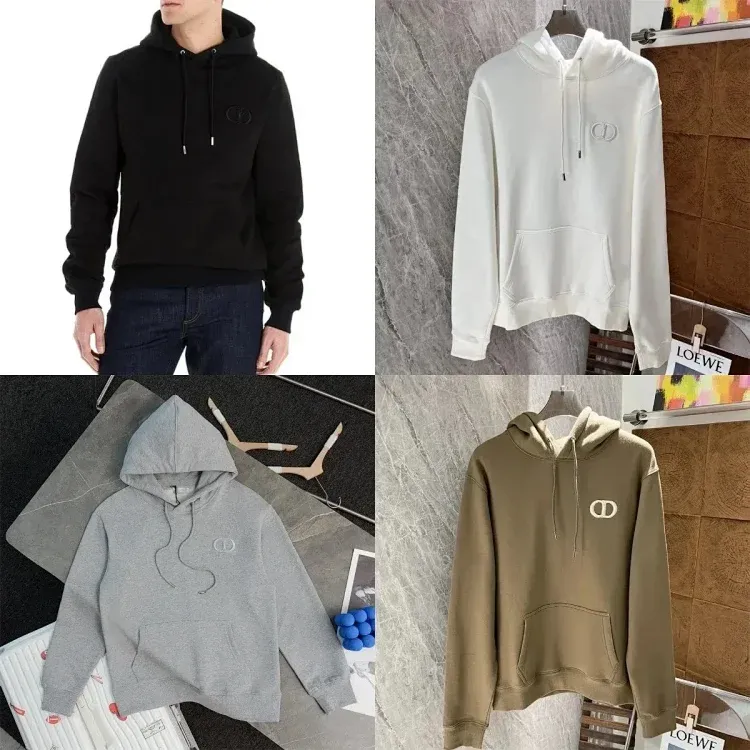 Dior Embroidered Logo Hoodie Black/White/Grey/Khaki Hoodies
