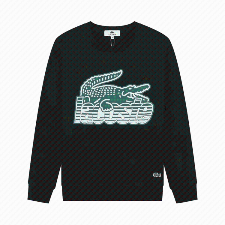 Lacoste Crocodile Logo Sweatshirt Black Hoodies
