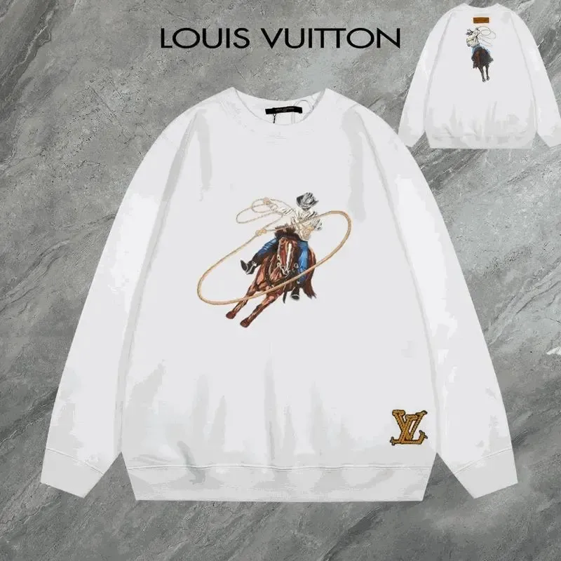 Louis Vuitton Cowboy Embroidered Sweatshirt White Hoodies