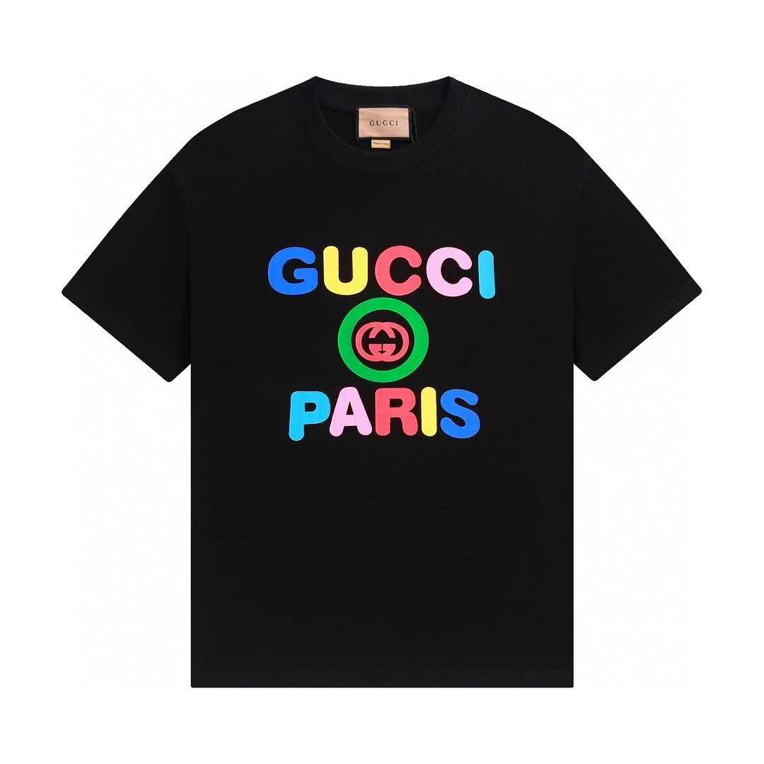 gucci paris logo black t-shirts
