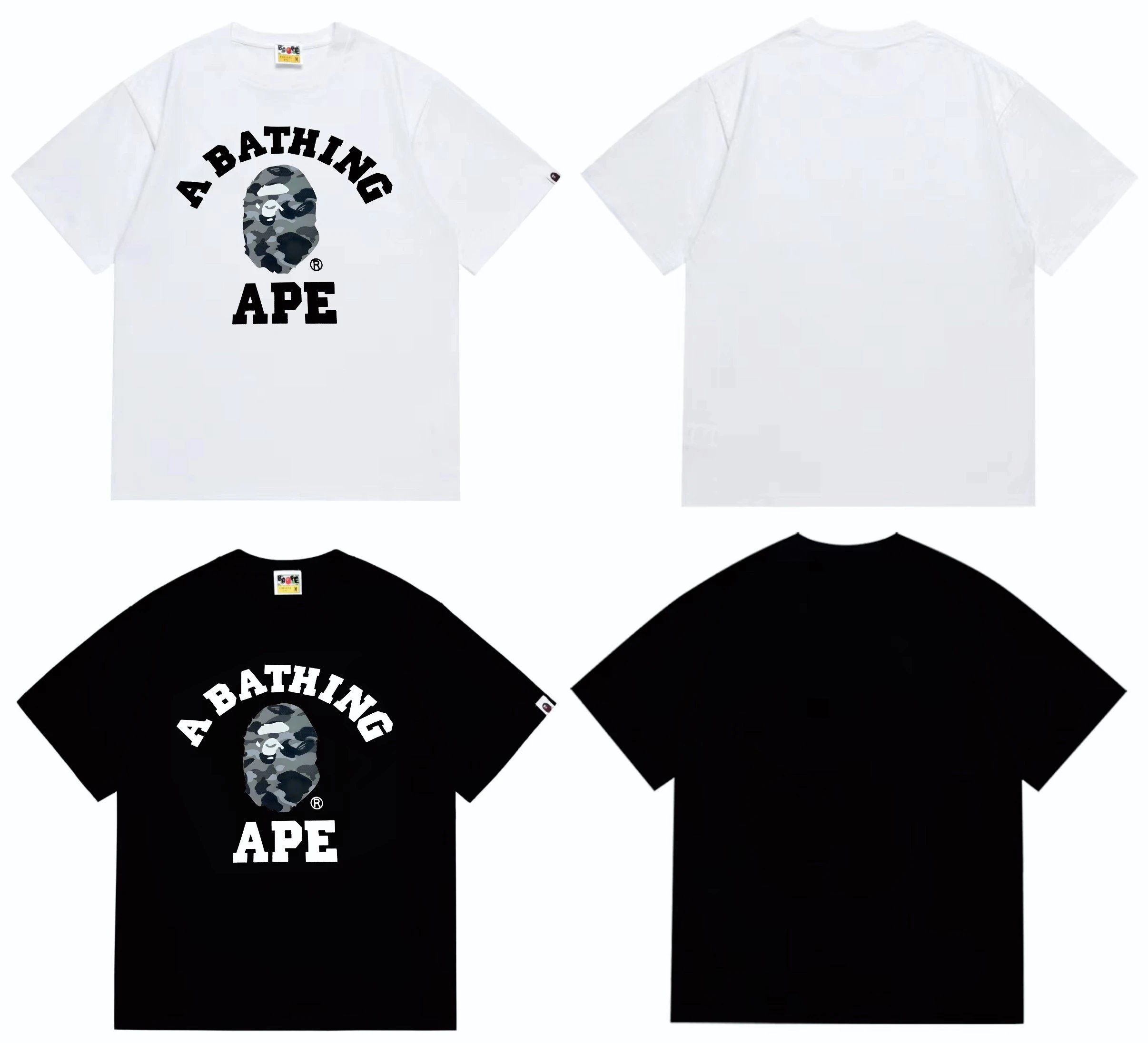 BAPE Men's SS21 Black Space Camo Print College Tee