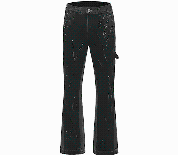Men's Black Splatter-Painted Flare Leg Pants